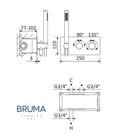 MEDIDAS TERMOSTATICA DUCHA EMPOTRADA LUSITANO BRUMA